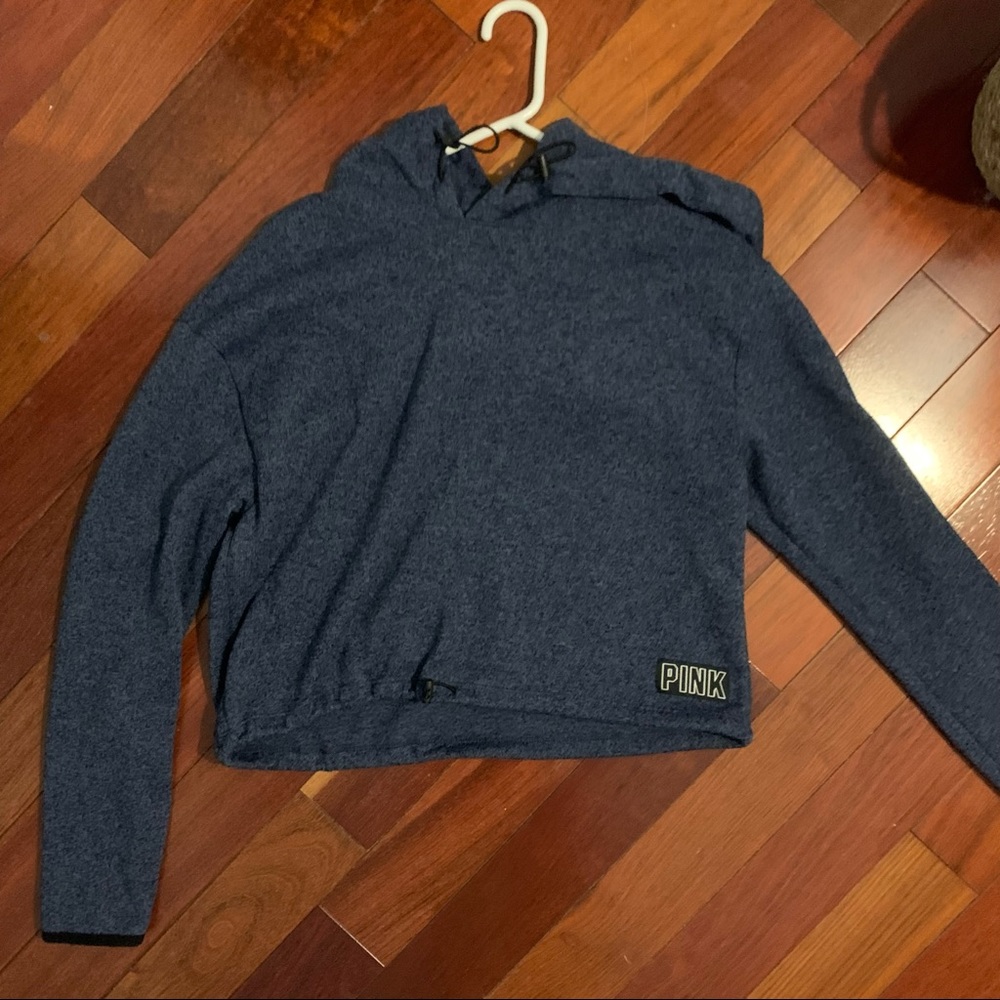 PINK Navy cozy cropped VS hoodie with drawstrings